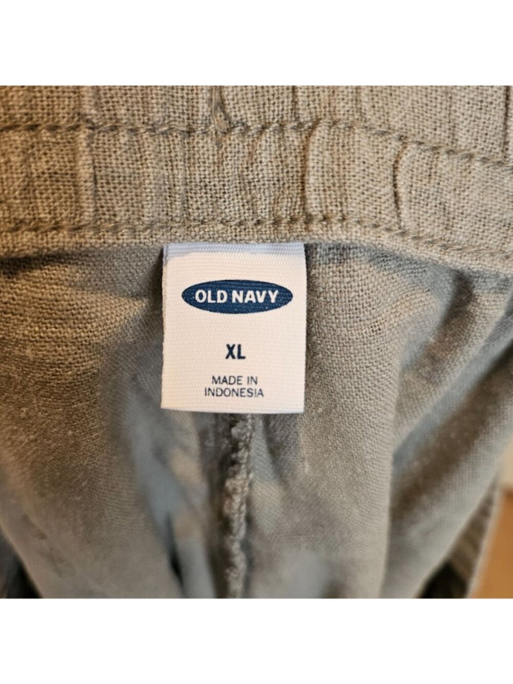 Old Navy High-Waisted Linen Blend Wide Leg Moss Green Gray Pants Size XL - Picture 3 of 4